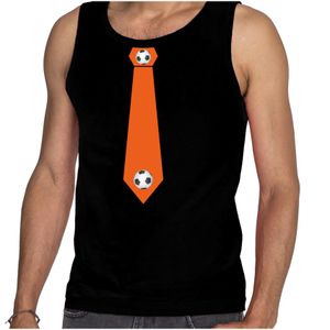 Zwart tanktop oranje voetbal stropdas Holland / Nederland supporter voor heren