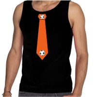 Zwart tanktop oranje voetbal stropdas Holland / Nederland supporter voor heren - thumbnail