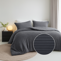Dekbedovertrek Teddy Rib Antraciet Tweepersoons (200x200 Cm) Antraciet Microvezel Strepen Fresh And Co - Overtrek - 200x200 Cm (Tweepersoons) - - Dekbed-Discounter.nl