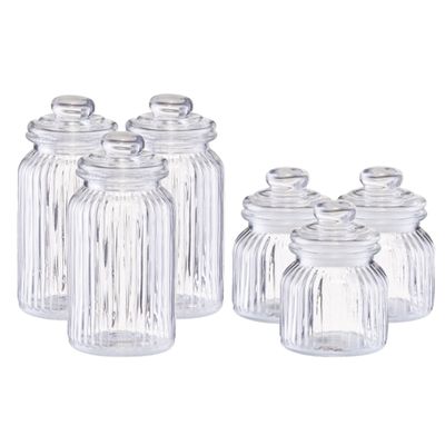 Set 6x keuken voedsel opslag voorraad glas in 2 formaten