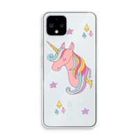 Roze eenhoorn: Pixel 4 Transparant Hoesje