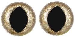 Opry Glitter kattenogen tweekleurig 12mm Goud per 10 stuks