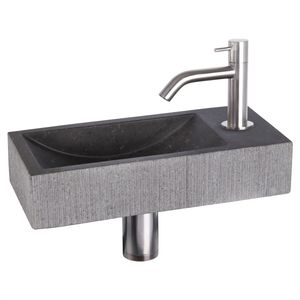 Differnz Differnz Ribble fonteinset bombai black - natuursteen - kraan gebogen mat chroom