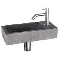 Differnz Differnz Ribble fonteinset bombai black - natuursteen - kraan gebogen mat chroom