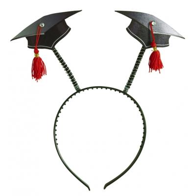 Afstudeer/geslaagd hoedjes op diadeem - 2x stuks - zwart - diploma gehaald
