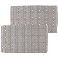 2x stuks badmatten/douchematten anti-slip grijs vierkant patroon 69 x 39 cm - Badmatjes