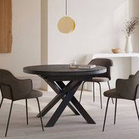 Kave Home Uitschuifbare Eettafel 'Yodalia' Zwart keramiek met marmerlook, 130-190 x 100cm