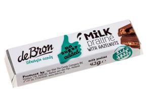 De Bron Chocolade melk hazelnoot suikervrij (42 gr)
