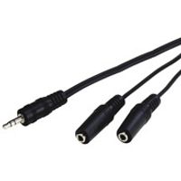 goobay Stereo-adapterkabel 3,5-mm > 2x 3,5 mm kabel 0,2 meter, Stereo