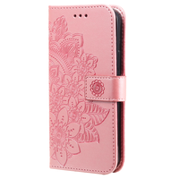 iPhone 15 Pro Max hoesje - Bookcase - Pasjeshouder - Portemonnee - Bloemenprint - Kunstleer - Rose Goud - thumbnail