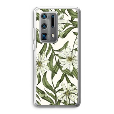 Wit bloemenpatroon: Huawei P40 Pro Plus Transparant Hoesje