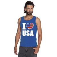 I love USA/ Amerika supporter mouwloos shirt blauw heren 2XL  -