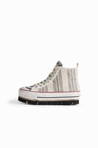 Hoge sneaker met plateauzool en strepen - MATERIAL FINISHES - 37