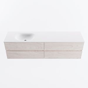 MONDIAZ VICA 180cm badmeubel onderkast Underlayment 4 lades. Wastafel MOON links zonder kraangat, kleur Talc.