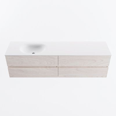MONDIAZ VICA 180cm badmeubel onderkast Underlayment 4 lades. Wastafel MOON links zonder kraangat, kleur Talc.