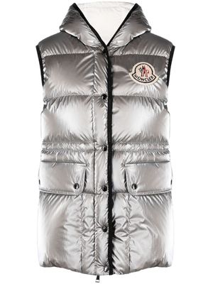 Moncler gilet matelassé à capuche - Argent