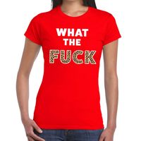 What the Fuck tijgerprint tekst t-shirt rood dames - thumbnail