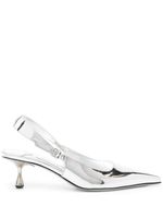 Jimmy Choo Amel 50mm metallic-leather pumps - Argent - thumbnail