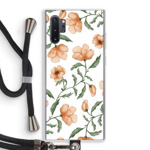 Peachy flowers: Samsung Galaxy Note 10 Plus Transparant Hoesje met koord