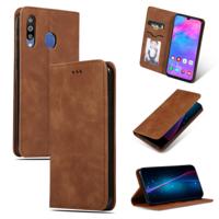 Retro huid voelen Business magnetische horizontale Flip lederen case voor Galaxy M30/A40s (bruin)