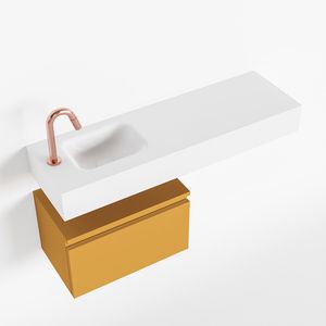 Toiletmeubel Mondiaz Andor | 100 cm | Meubelkleur Ocher | Lex vrijhangend wastafel Talc Links | 1 kraangat