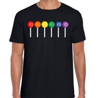 Gay Pride T-shirt voor heren - pride - zwart - lollies - LHBTI
