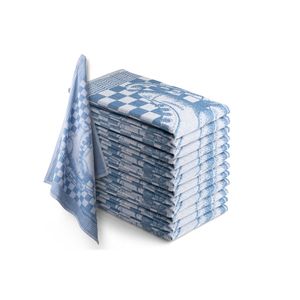 Theedoekset Blok 60 x 65 cm - blauw - 12 stuks - geblokt - blokdoeken - 100% katoen - horeca - schaatsen