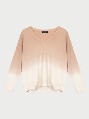 Dip-dye cashmere trui met V-hals