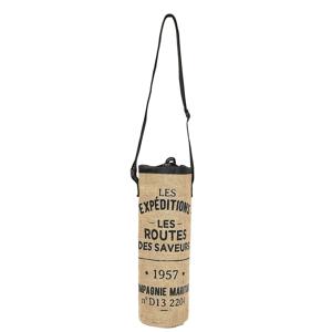 Flessen koeltas Jute - voor 1 fles - inhoud 1500 ml - 33 x 10 cm - Franse sfeer - met hengsel