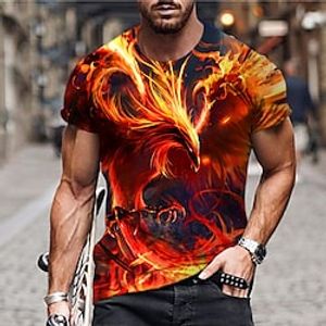 Voor heren Uniseks T-shirt Grafische prints Vlam Feniks Strakke ronde hals Rood 3D-afdrukken Buiten Straat Korte mouw Afdrukken Kleding Sport Ontwerper Casual Groot en klein Lightinthebox