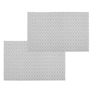 Set van 6x stuks placemats grafische print wit texaline 45 x 30 cm