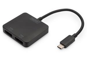 Digitus DS-45339 DisplayPort / USB-C Adapter [1x USB-C - 2x DisplayPort bus] Zwart