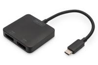 Digitus DS-45339 DisplayPort / USB-C Adapter [1x USB-C - 2x DisplayPort bus] Zwart Geschikt voor HDMI, High Speed HDMI, Ultra HD-HDMI, DisplayPort 1.2
