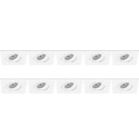 Kantelbare Vierkante GU10 Inbouwspot Set - Wit Aluminium - 10 Stuks