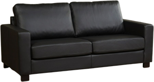 Zwarte leren moderne 2.5-zitsbank Energy - poot hout bruin - Toledo Leer Nero (zwart leer)