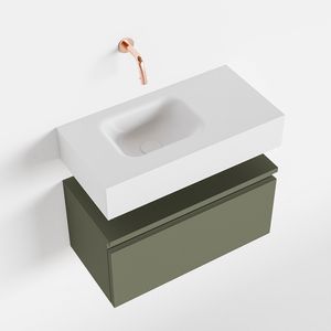 Toiletmeubel Mondiaz Andor | 60 cm | Meubelkleur Army | Lex vrijhangend wastafel Talc Links | Zonder kraangat