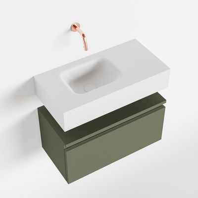 Toiletmeubel Mondiaz Andor | 60 cm | Meubelkleur Army | Lex vrijhangend wastafel Talc Links | Zonder kraangat