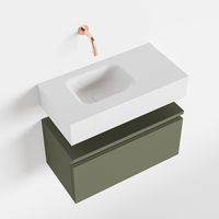 Toiletmeubel Mondiaz Andor | 60 cm | Meubelkleur Army | Lex vrijhangend wastafel Talc Links | Zonder kraangat