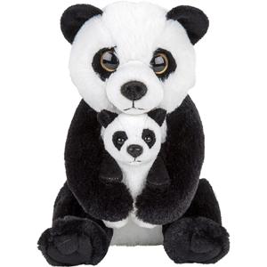 Nature Planet Pluche Pandabeer - met baby knuffel - pandabeer familie - 22 cm