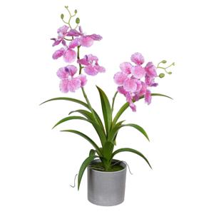 Louis Maes Orchidee bloemen kunstplant in  bloempot - roze bloemen - H38 cm   -