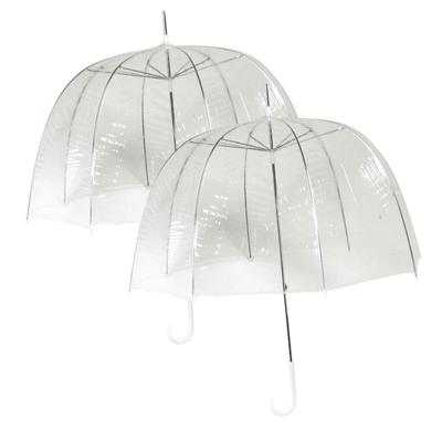 Paraplu transparant - 2x - kunststof/staal - D75 cm - koepelparaplu