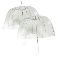 Paraplu transparant - 2x - kunststof/staal - D75 cm - koepelparaplu