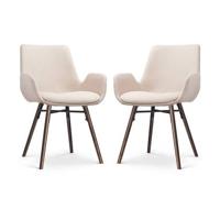 Nolon Nena-Eef Eetkamerstoelen Set van 2 - Beige - Walnoot Hout