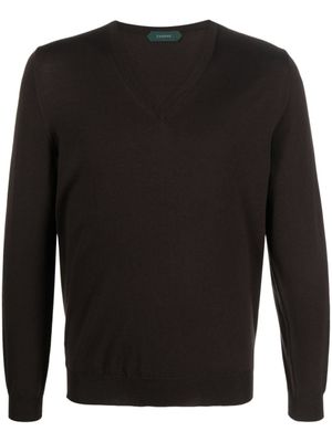 Zanone pull fin en laine - Marron