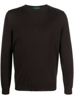 Zanone pull fin en laine - Marron