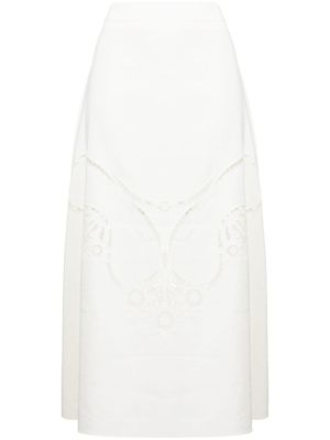 Chloé jupe brodée à taille-haute - Blanc