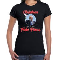 Trump Christmas is fake news fout Kerstshirt zwart voor dames