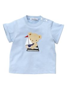 familiar t-shirt en coton à motif ourson - Bleu