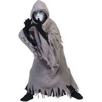 Spook/geest Halloween kostuum met capuchon - voor kinderen - grijs One size  -