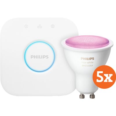 Philips Hue White & Colour Starter Pack GU10 - 5 lampen Philips Hue White & Colour Starter Pack GU10 - 5 lampen